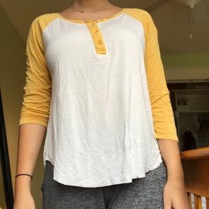 AE White & Yellow Baseball Tee